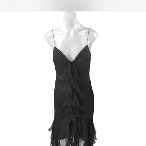 Laundry Shelli Segal Beaded Elegant Black Ruffled Dress